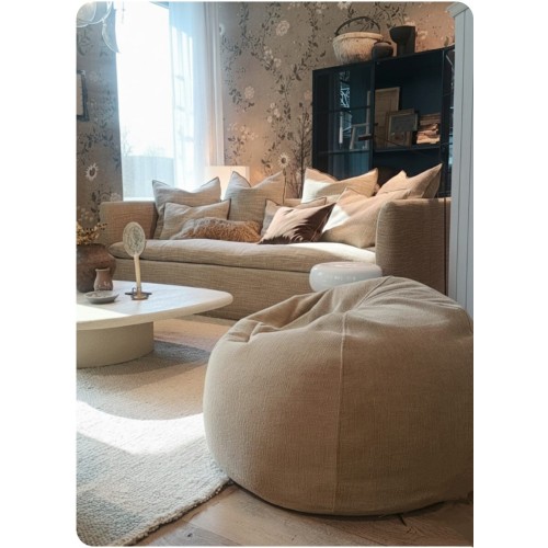 Pouf Bulle Vintage Chenille Ciment 2