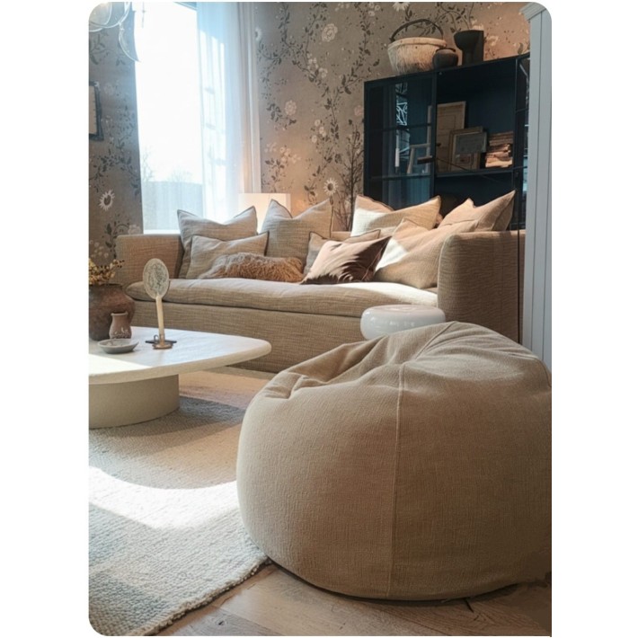 Pouf Bulle Vintage Chenille Ciment