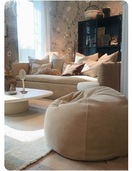 Pouf Bulle Vintage Chenille Ciment