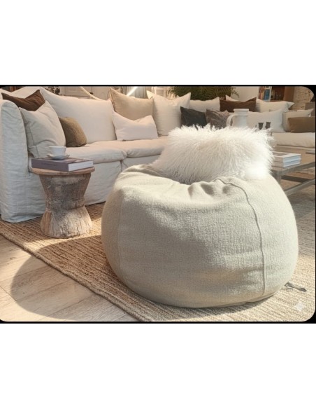 Pouf Bulle Vintage Chenille Nude