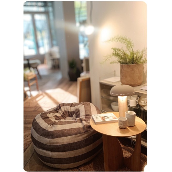 copy of Pouf Burbuja Jacquard Lino Lavado kilim...