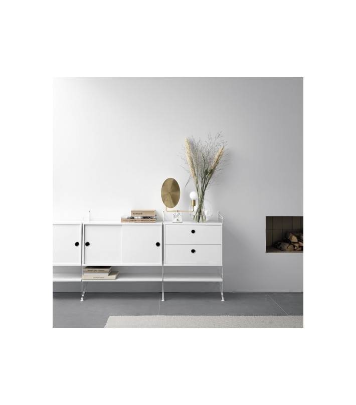 Estantería modular de acero blanco 220 x 200 x 30 cm Combinación Q - String  furniture