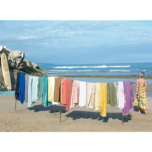 Manta Viceversa flecos en lino lavado arrugado  2