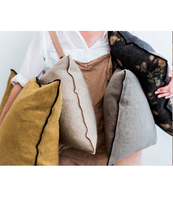 Cojín Wabi Sabi Linen Les Roses Creme