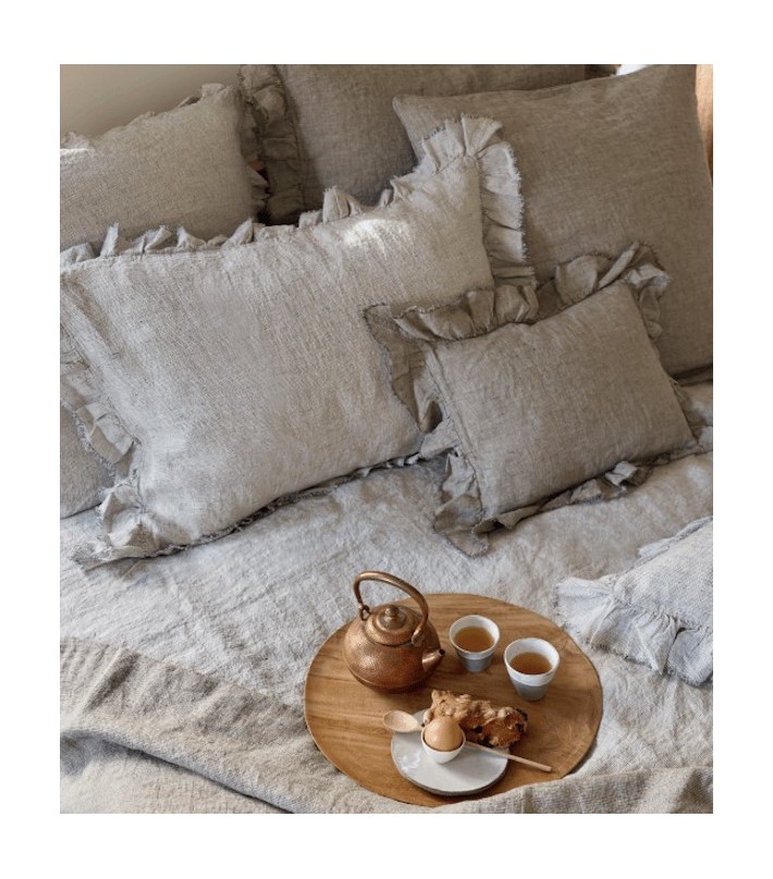 Funda de almohada BOHO Lino Lavado Arrugado