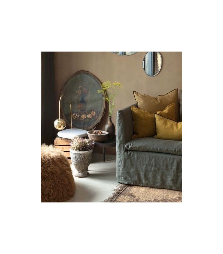 Sofá de lino lavado Boho Verde Kaki