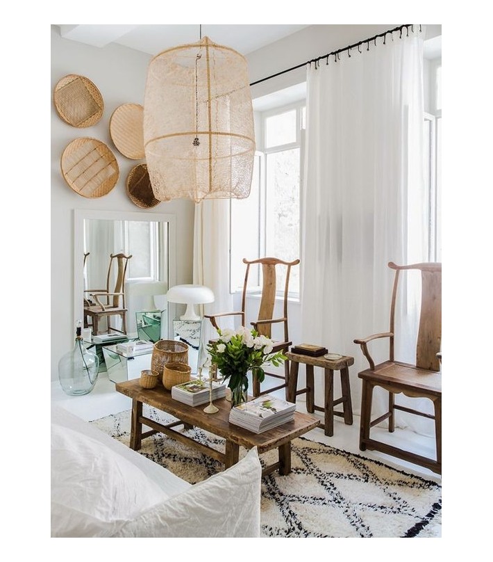 Lámpara Z1 Black Sisal Net Tea Dyed