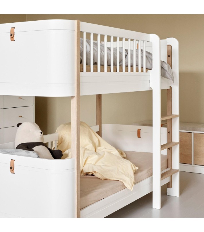 WOOD MINI+ LOW BUNK BED, WHITE/OAK