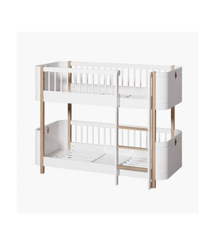 WOOD MINI+ LOW BUNK BED, WHITE/OAK