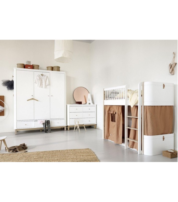 Cómoda 6 Cajones Blanco/Abedul - Oliver Furniture