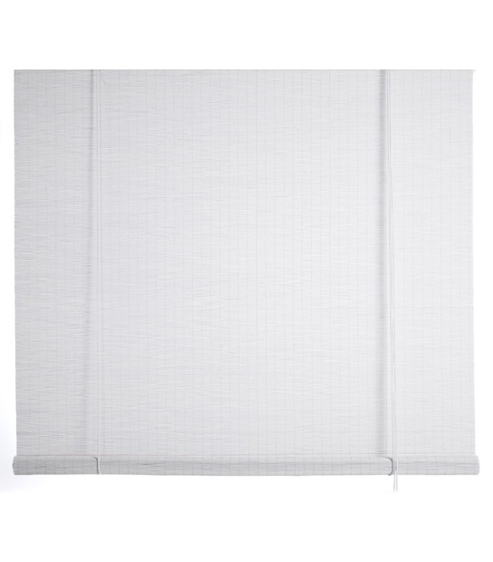 Persiana enrollable de bambú fino blanco