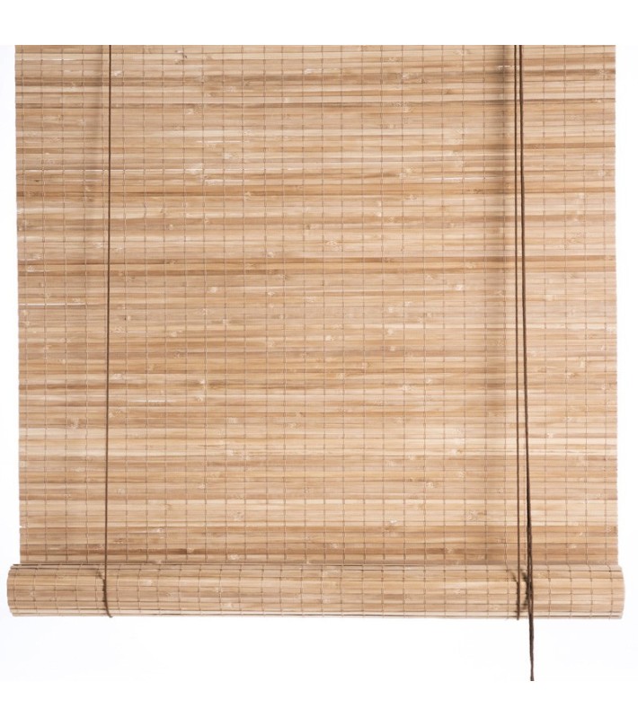 Persiana enrollable de bambú marrón