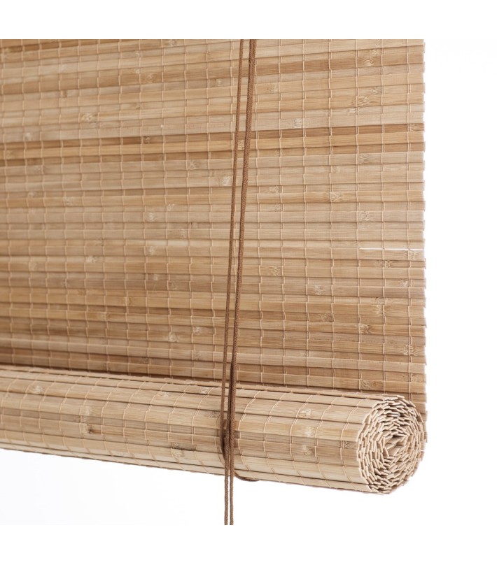 Persiana enrollable de bambú marrón