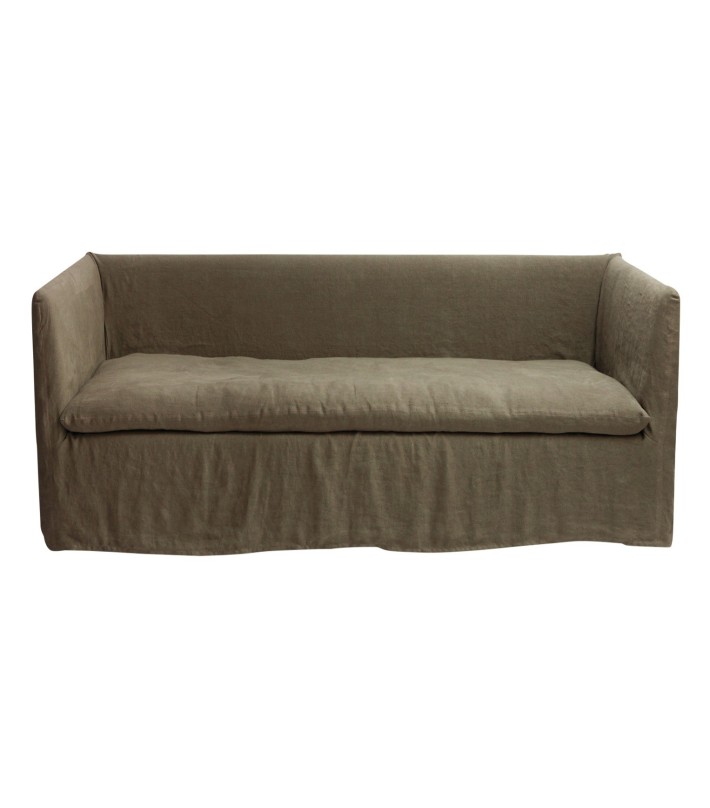 Sofá de lino lavado Boho Verde Kaki
