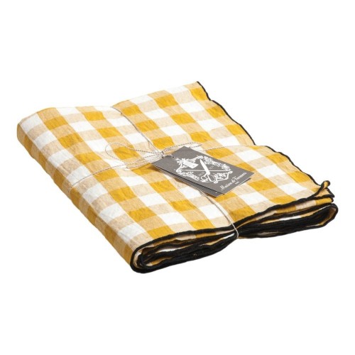 Mantel rectangular Bourdon negro lona mimi de cuadros Ocre