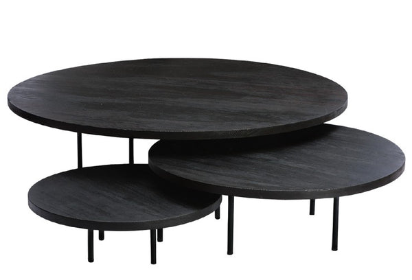 Mesa centro madera quemada