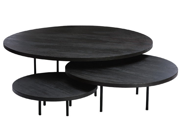 Mesa centro madera quemada