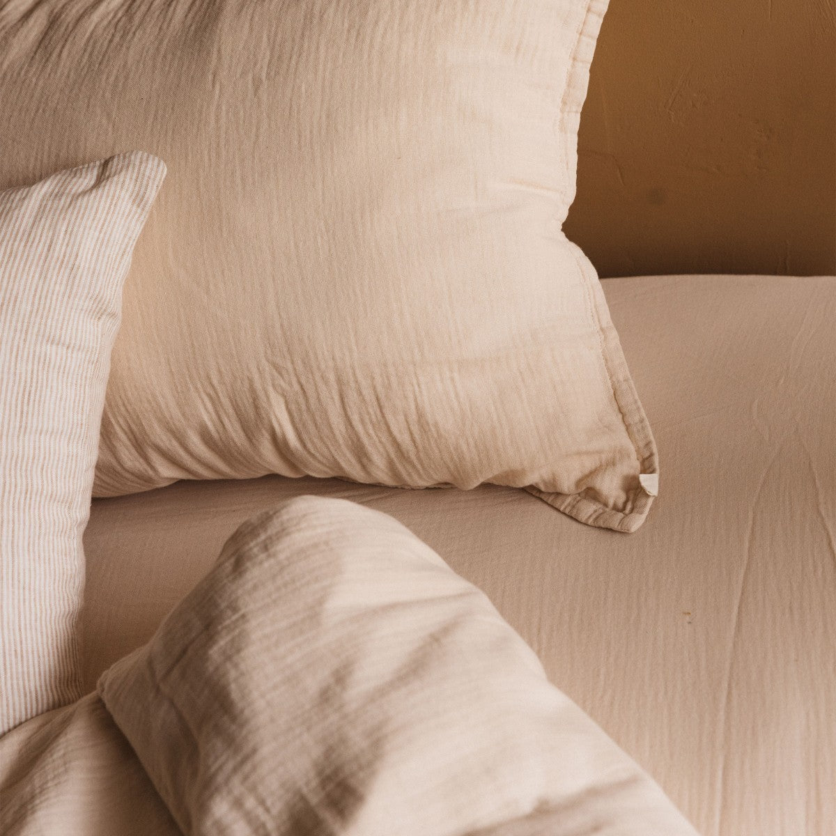 Sábana ajustable de gasa de algodón Nude