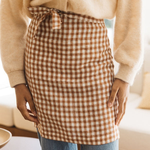 Delantal de lino Brique