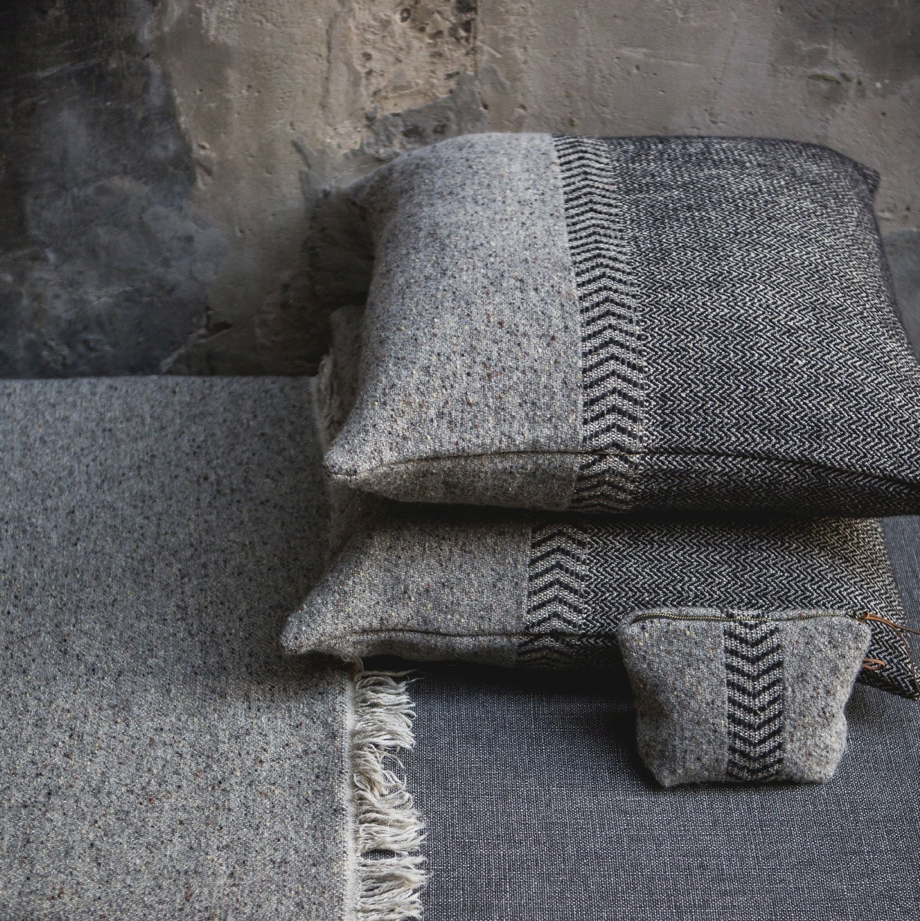Jules Pillow Cover Black Herringbone