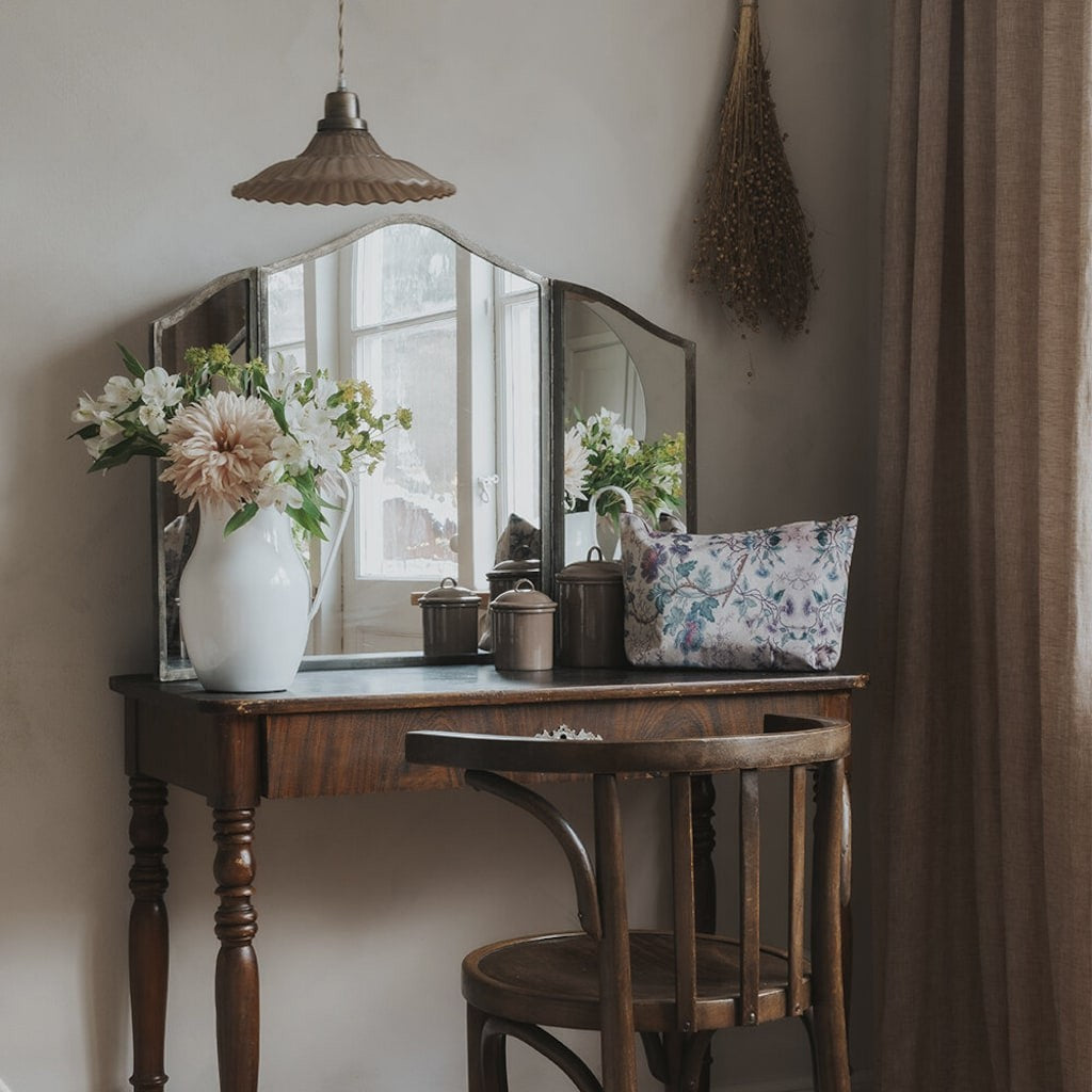 Espejo de tres pliegues en acabado plata antigua