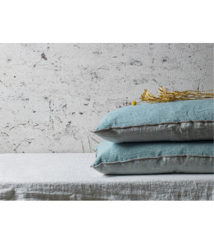 Cojín Vice Versa Lino Lavado Arrugado Aqua/Givre