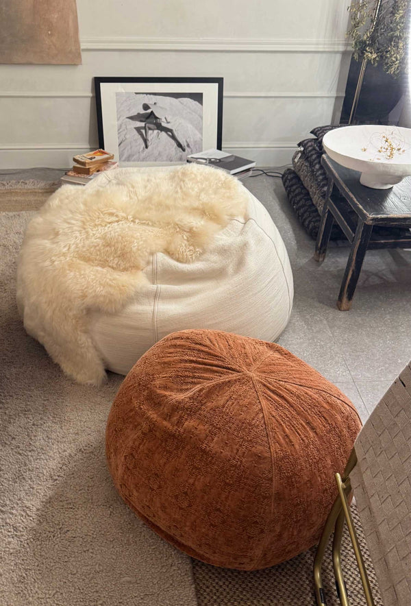 Pouf  Jacquard Lino Lavado kilim Argile