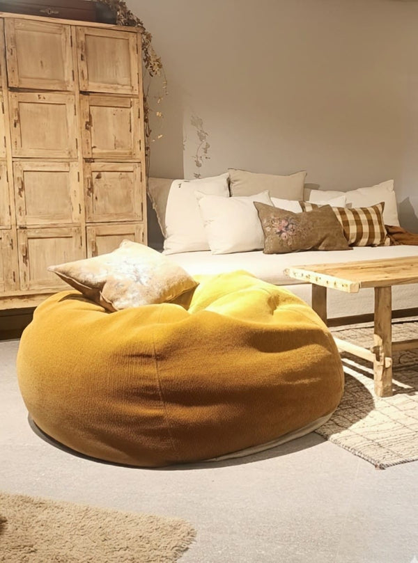 Pouf Bulle Vintage Chenille Ambre