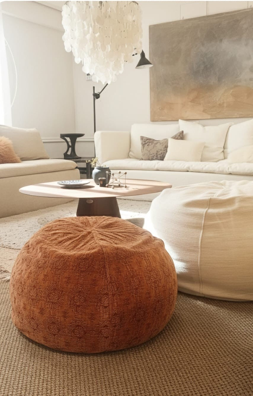 Pouf  Lino Lavado Blanco