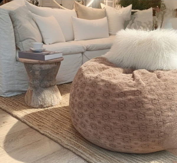 Pouf  Jacquard Lino Lavado kilim Biche