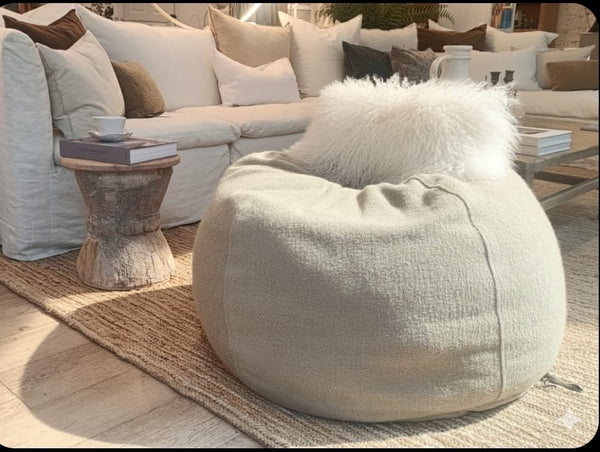 Pouf Bulle Vintage Chenille Nude