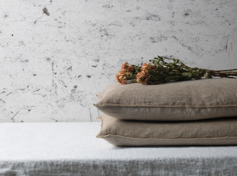 Cojín Vice Versa Lino Lavado Arrugado Kaki/Givre