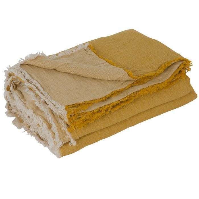 Plaid Vive Versa Lino Lavado Arrugado Ocre / Givre