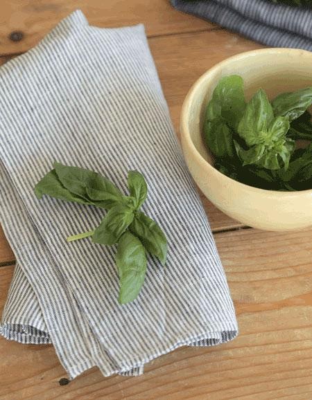 Paño de cocina de lino Seersucker azul