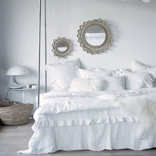 Funda de almohada Basic Lino Lavado Arrugado Blanco