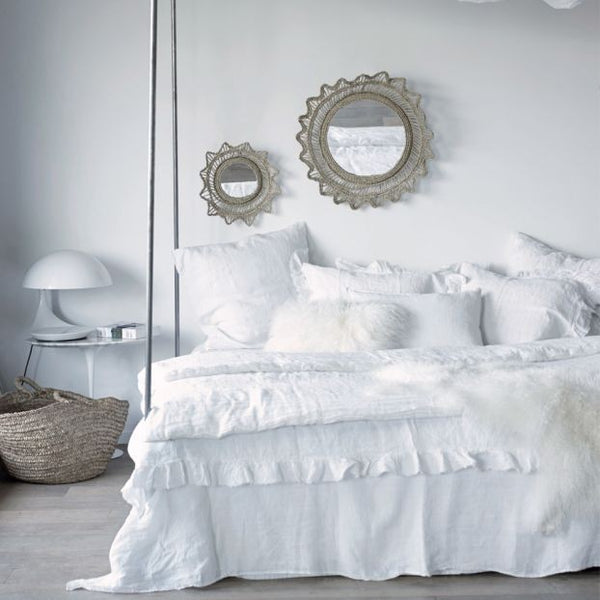 Funda de almohada Boho Lino Lavado Arrugado Ecru