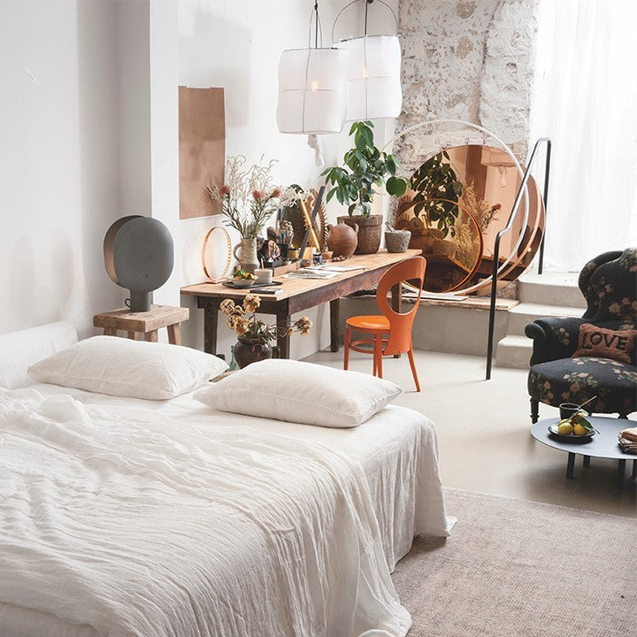 Funda de almohada Basic Lino Lavado Arrugado Ecru