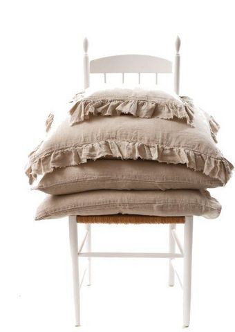 Funda de almohada Boho Lino Lavado Arrugado Natural