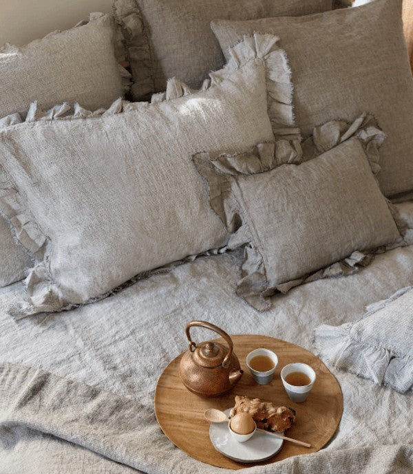 Funda de almohada Boho Lino Lavado Arrugado Shaker Stone