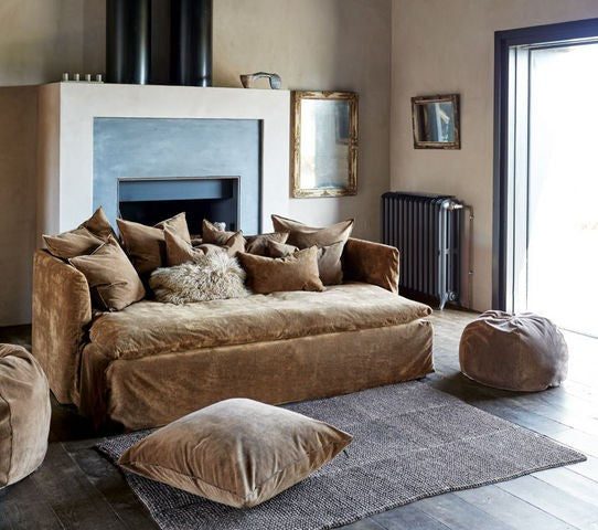 Cojín Vice Versa Lino Lavado Arrugado Taupe/Ciment