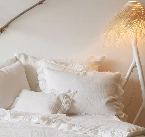 Funda de almohada Boho Lino Lavado Arrugado Biche