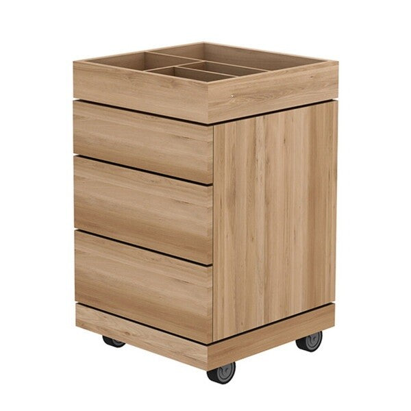 Mueble tocador de roble con ruedas