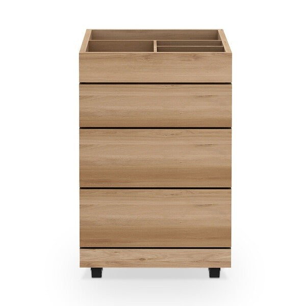 Mueble tocador de roble con ruedas