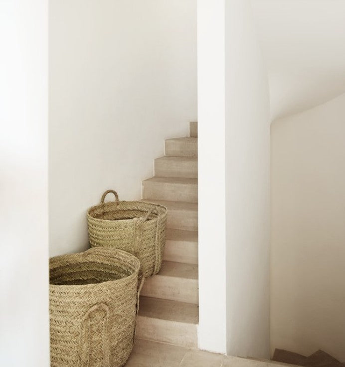 Cesta natural redonda con asas