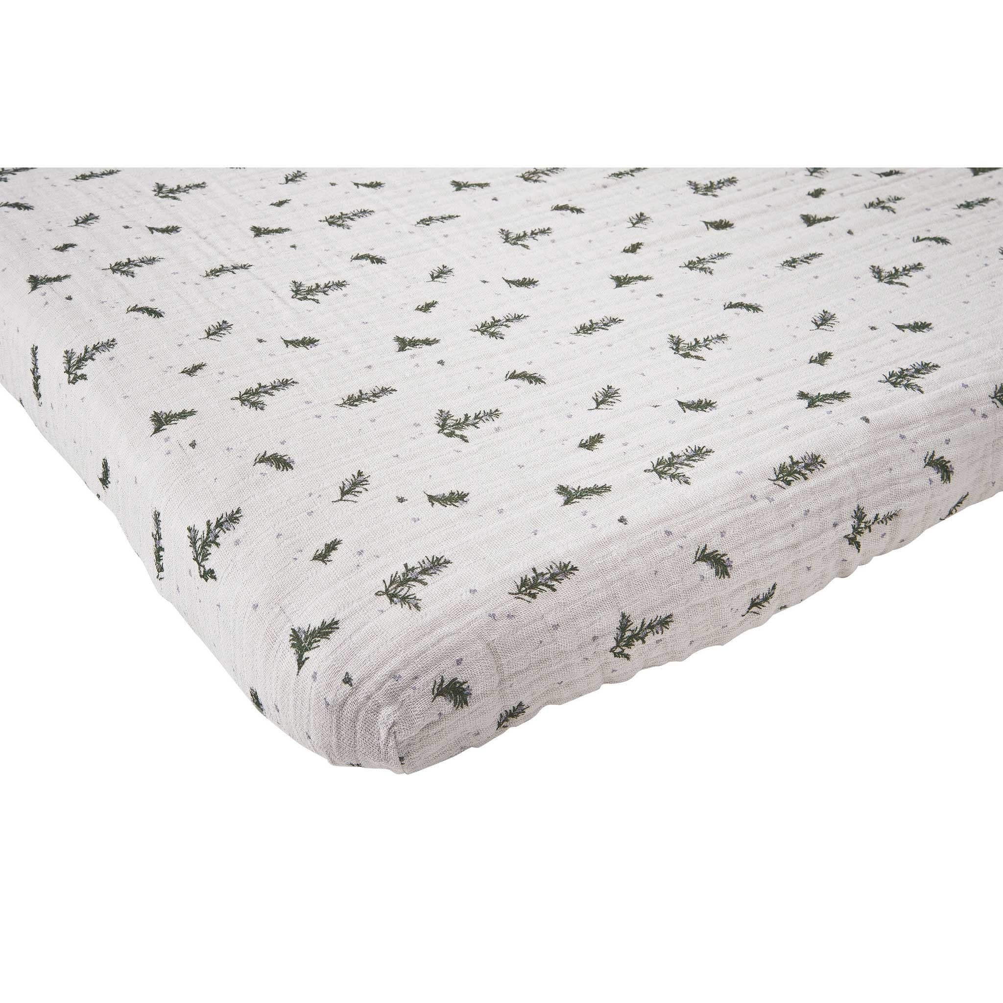 Rosemary Muslin Fitted Sheet Single