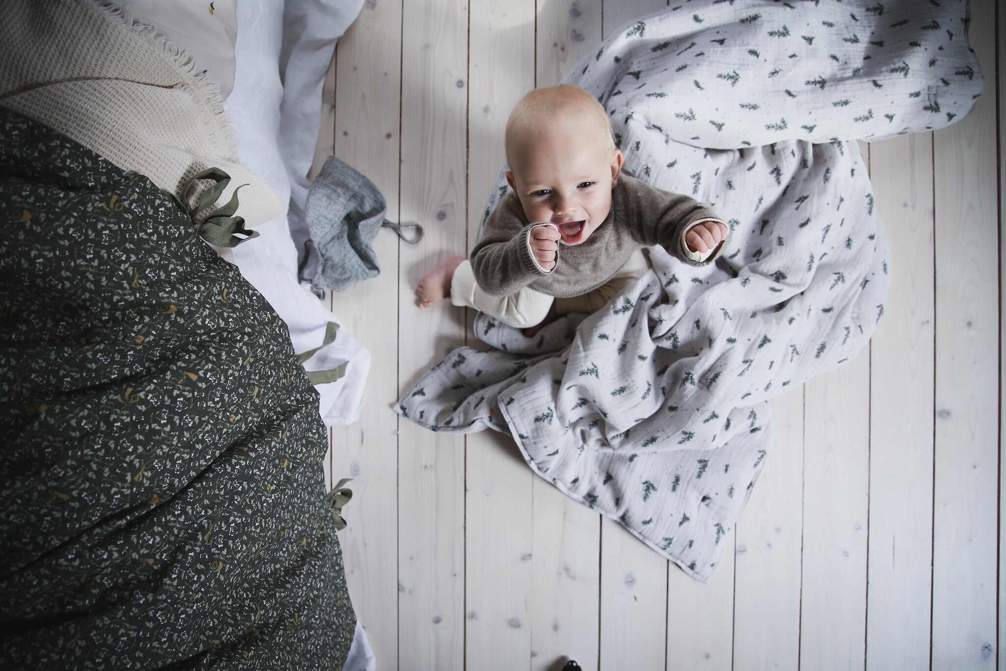 Rosemary Muslin Fitted Sheet Single