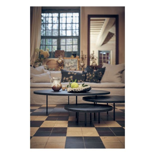 Mesa centro madera quemada