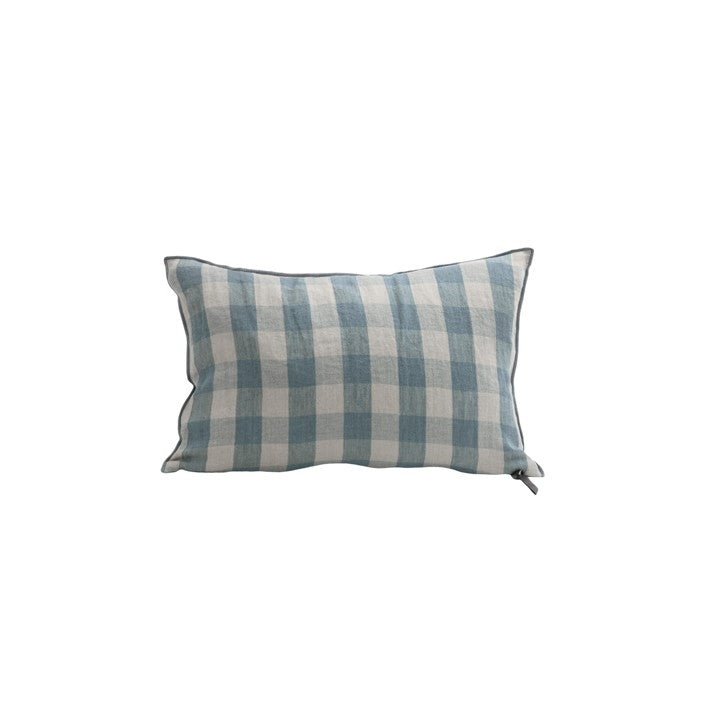 Cojín lino lavado Frangé Vichy Cottage Nuage