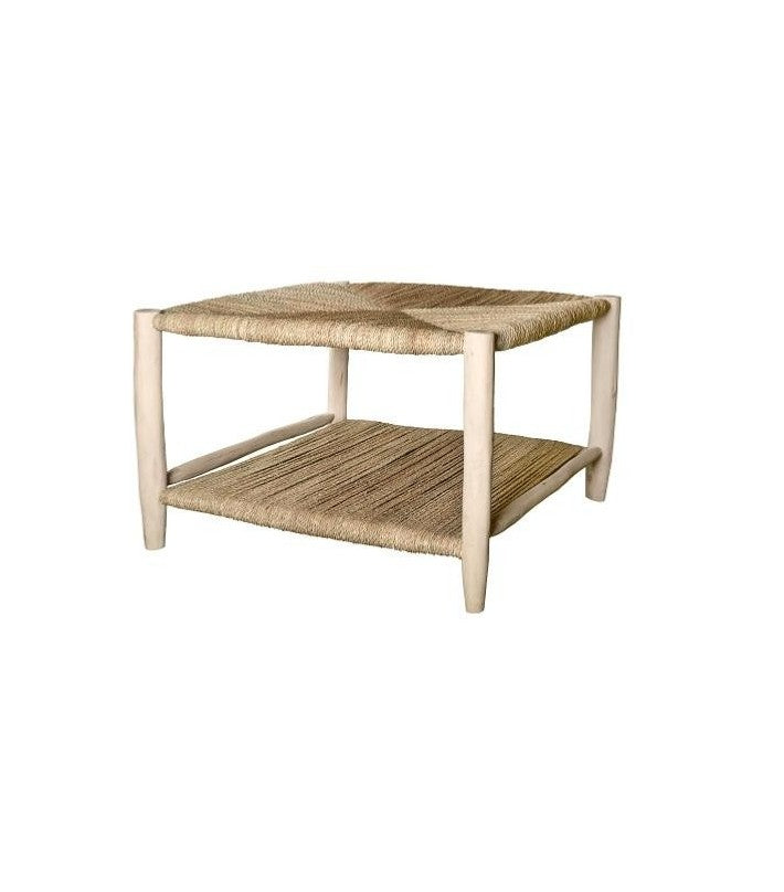 Mesa de Madera y Hoja de Palma