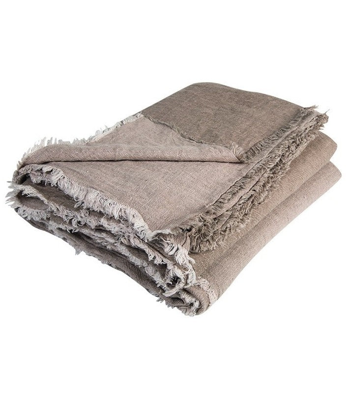 Plaid Vive Versa Lino Lavado Arrugado Taupe / Ciment
